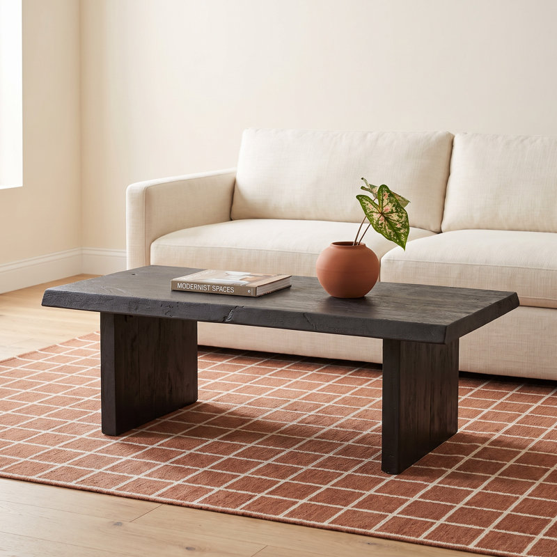 Colin Solid Wood Sled Coffee Table, Ebonized