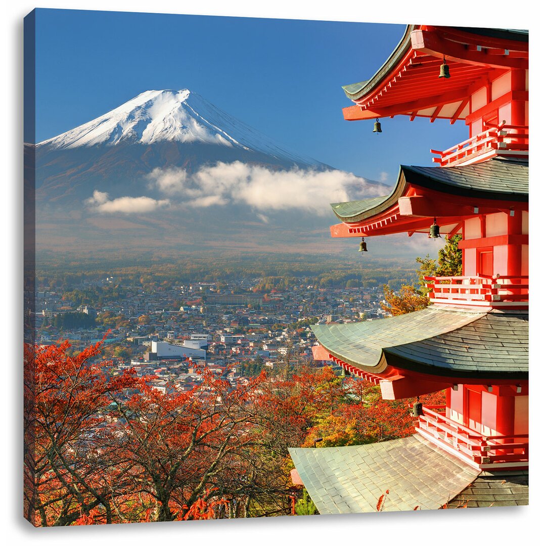 Leinwandbild Tempel am Fudschijama Japan