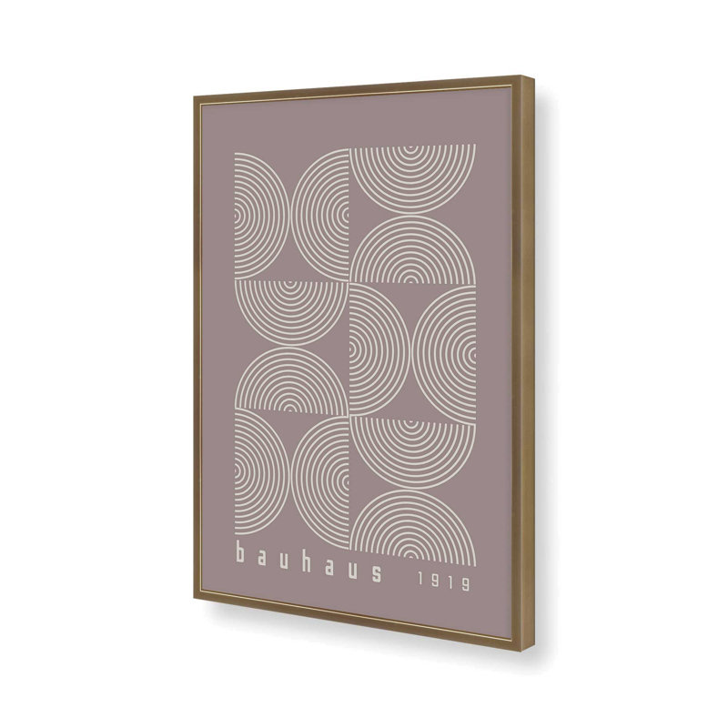«Warm Taupe Bauhaus Composition affiche II», impression roulée, Reproduction encadrée sans passe-partout, Or brossé
