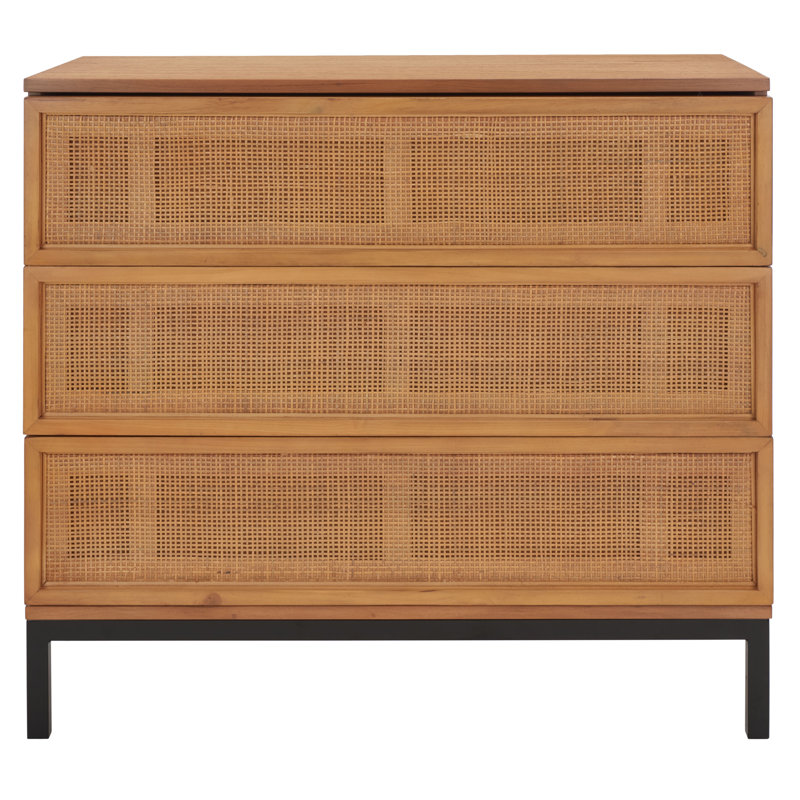 Prudhoe 34'' W 3 - Drawer Dresser, Black/Natural