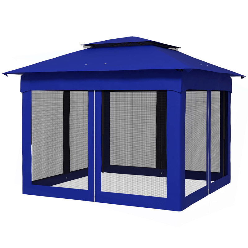 Outsunny Pop Up Canopy, Outdoor Patio Gazebo Shelter with Removable Zipper Netting, Instant Event Tent w/ 114 Square Feet of Shade and Carry Bag for Backyard, Garden