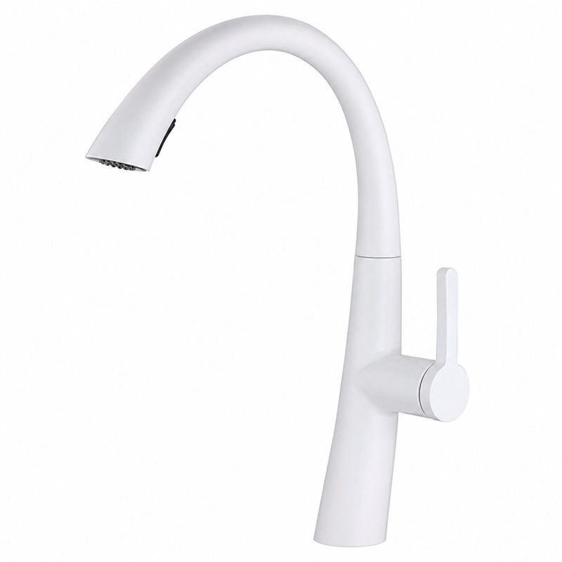 Robinet rétractable à poignée simple Dakota Orana - DSF-16KPO00, Blanc mat