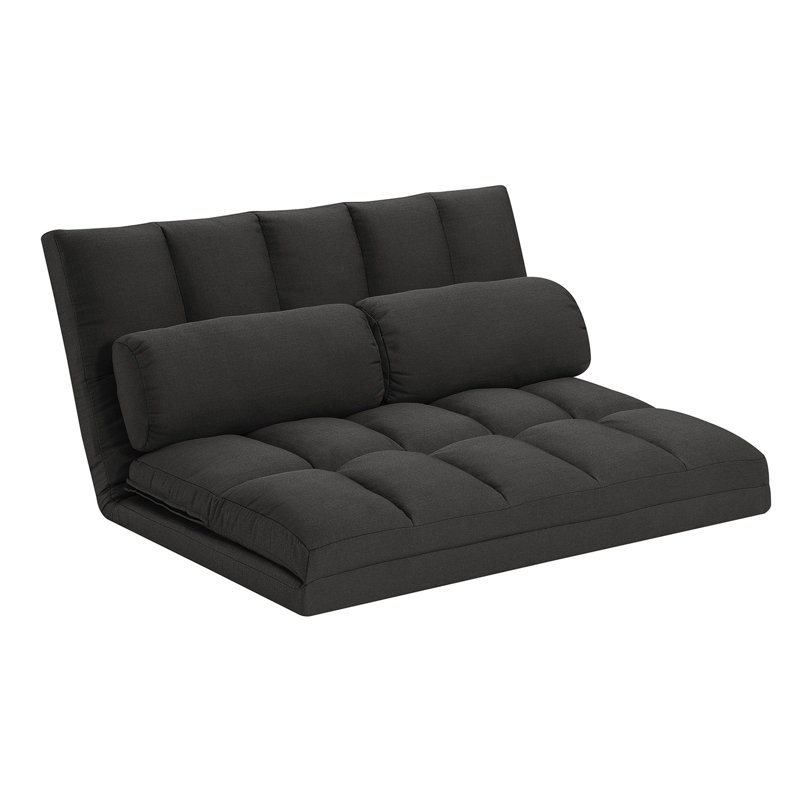 Tri-Fold Full / Double 44.5'' Upholstered Futon Chair, Gray Polyester