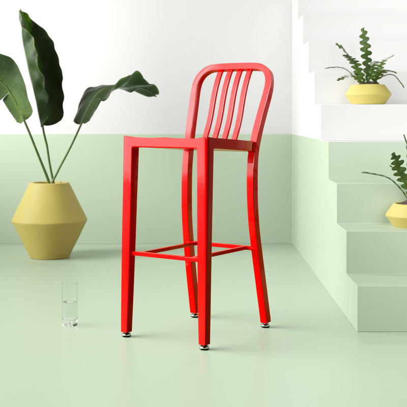 Carouthers 24" Commercial Grade Metal Counter Height Stool with Footrest by Flash Furniture, Red