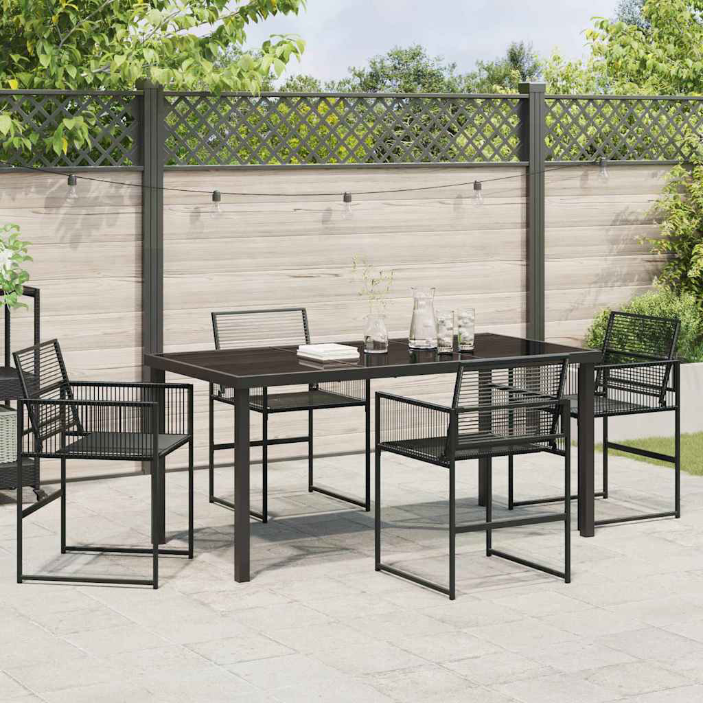 Brayden Studio 5 Piece Garden Dining Set Black Poly Rattan | Wayfair.co.uk