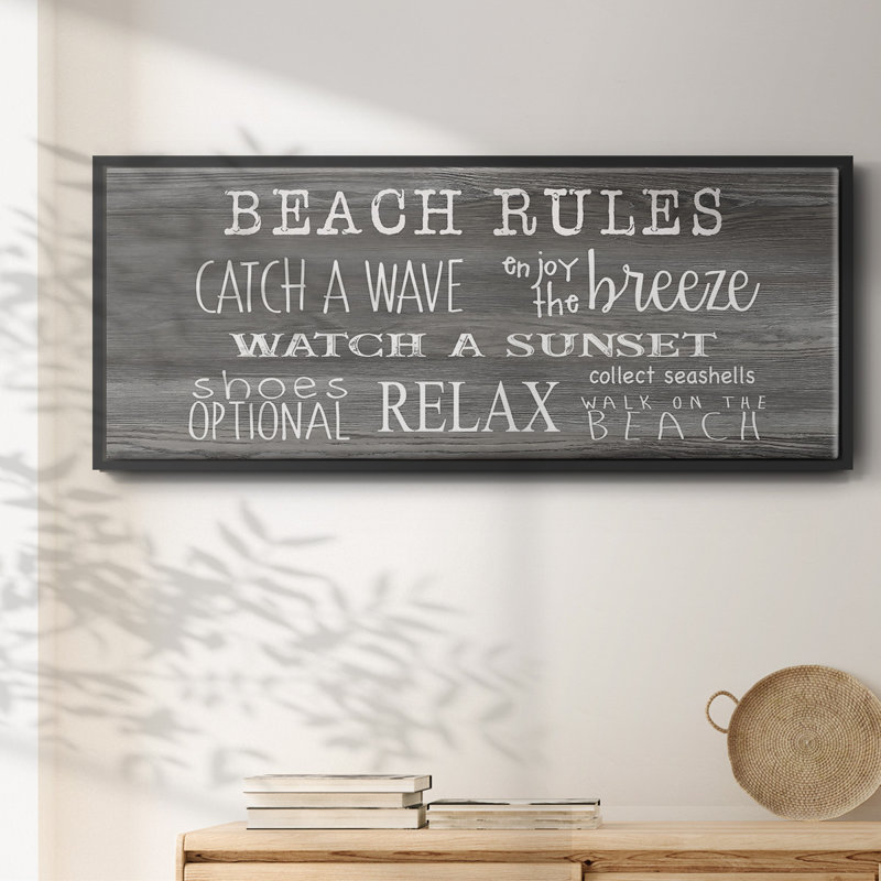Beach Rules- Framed Canvas, 24" H x 60" W