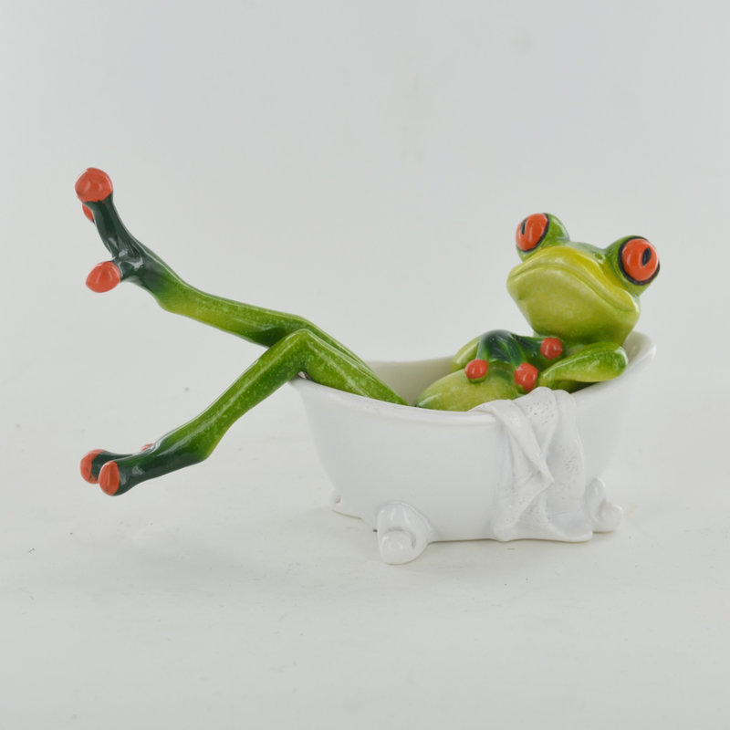 In The Bath Comical Frogs Funny Figurine