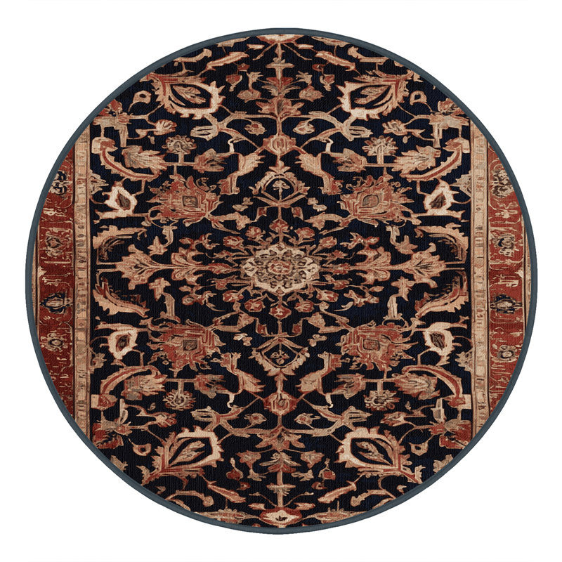 Tapis brun turc lavable à la machine, Rond 4 pi