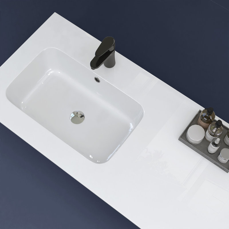 72 Inch Solid Surface Double Sink Vanity Top, Slim 0.56" Thick Countertop, Bright White Modern Design, Lightweight & Easy Install