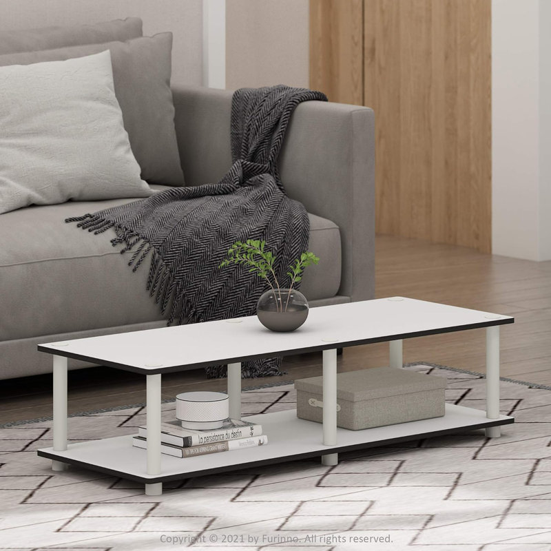  Meuble télé blanc moderne No Tools, H 10,9 po x L 41,3 po x l 15,6 po, Blanc