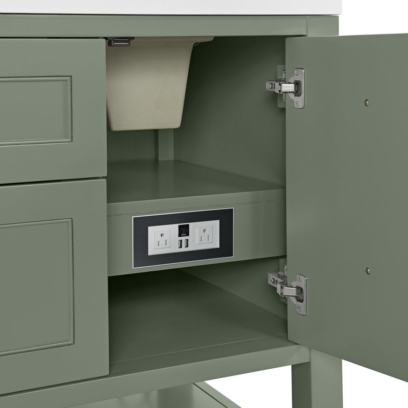 Breckenridge 60'' W Double Vanity, Smokey Celadon, White Zeus Silestone, Widespread