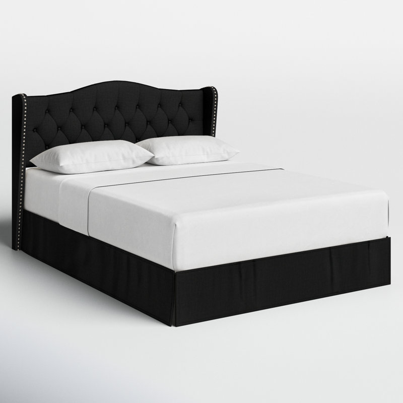 Lit plateforme tapissier Knott Riley, Grand, Noir