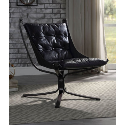 Carney Accent Chair, Vintage Blue Top Grain Leather, Industrial & Urban