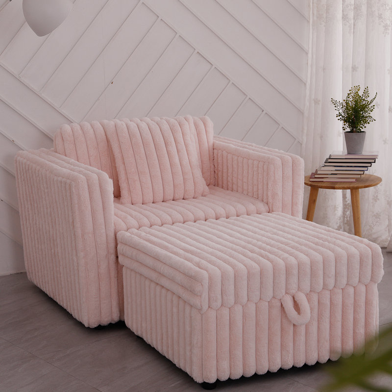 Canapé modulaire confortable et élégant avec coussins amovibles et rangement caché, Rose clair