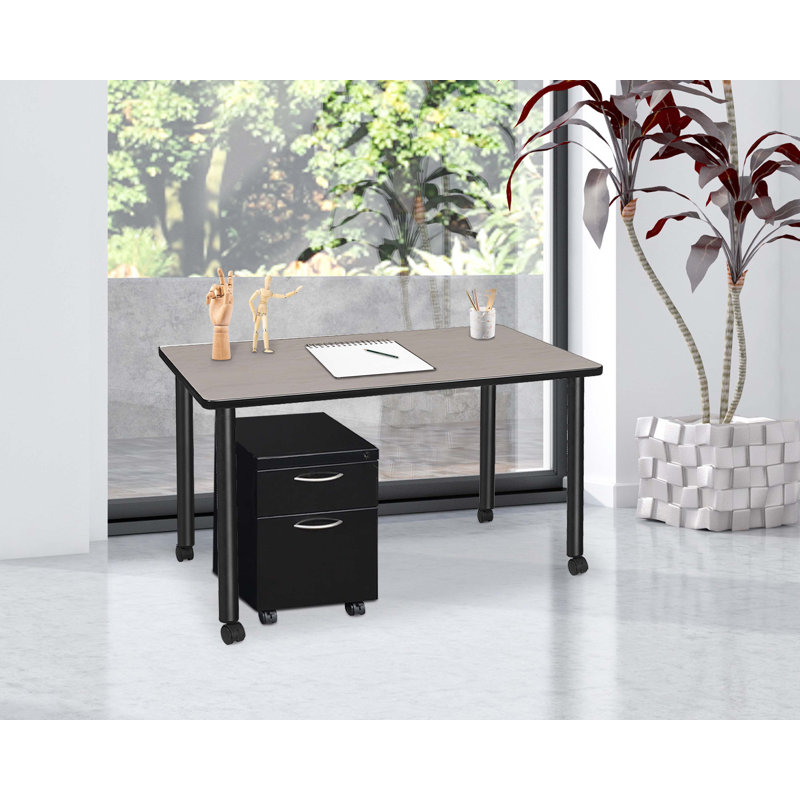 Bureau mobile Regency Kee avec rangement, H 29 po x l 48 po x P 24 po, Érable / noir