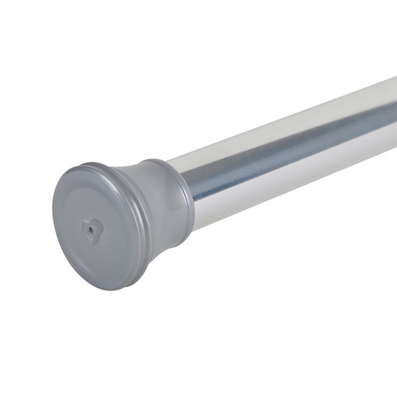 Adjustable Chrome Aluminum Tension Shower Curtain Rod with PVC End Caps
