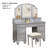 Transitional Style  1pc Vanity w/ Stool Set Knob Handles Storage Drawers 3-Sidded Mirror Silver Finish Bedroom Furniture-1239036379