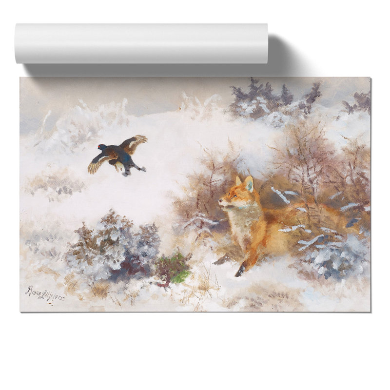 Fox And Black Grouse - No Frame Print, 21cm H x 30cm W x 0.1cm D