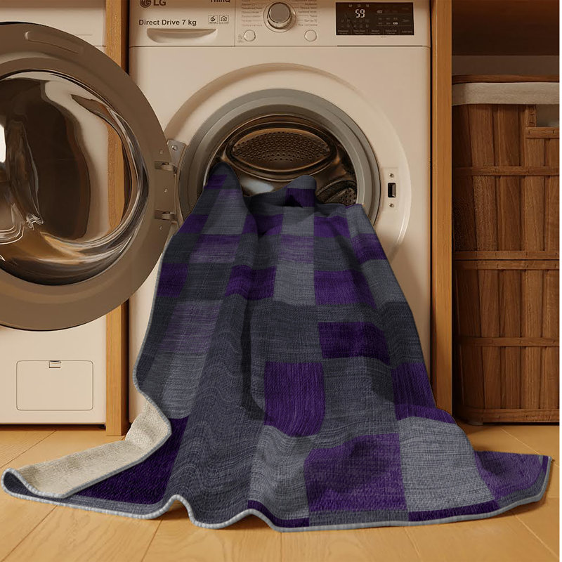 Tapis mauve lavable à la machine, Carré 4 pi