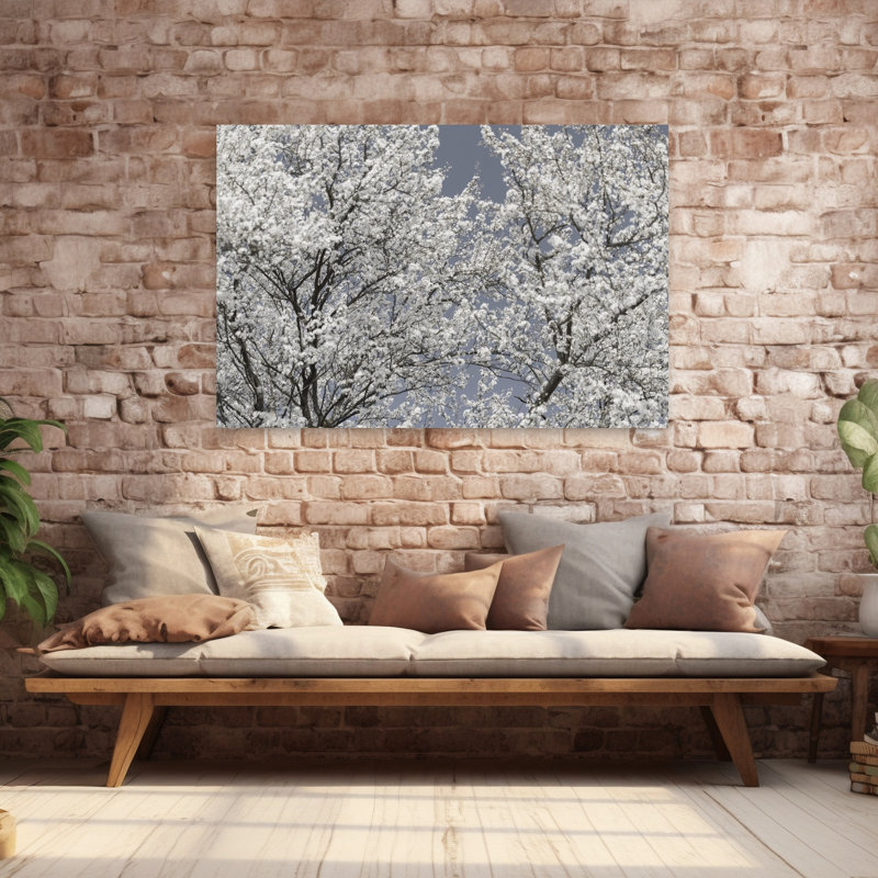Art mural éthéré à fleurs blanches délicates, H 40 po x l 60 po