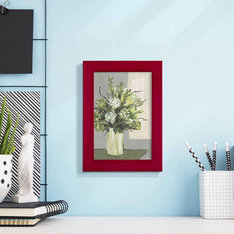 " Elegant Floral II ", Cherry Red, 6" H x 4" W x 1" D