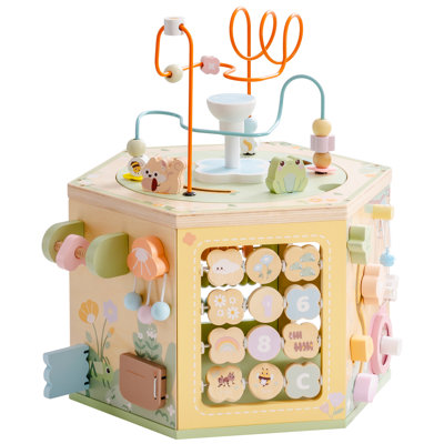 Wooden Activity Cube, Learning Activity Center, Educational Wooden Toys For Toddlers