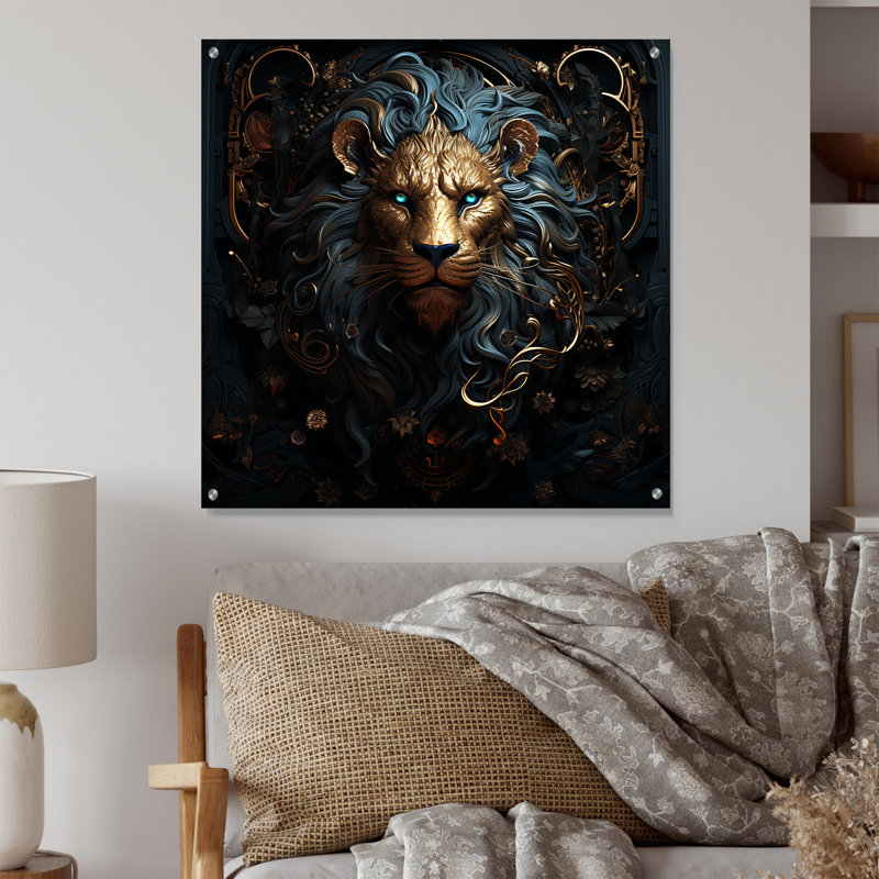 Iona - Lion, art mural acrylique, H 30 po x l 30 po