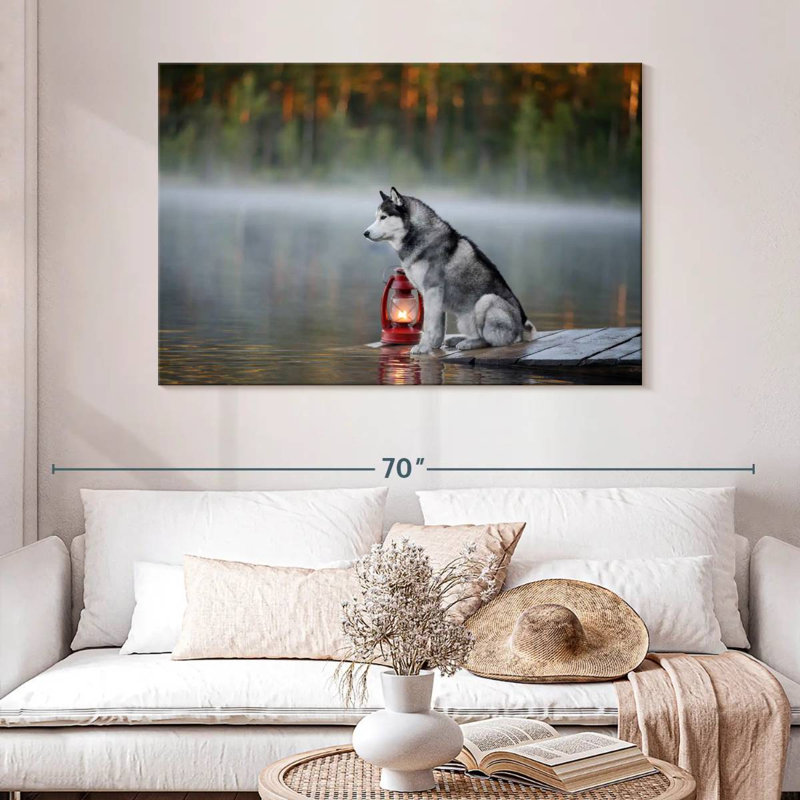 Brampt Husky On Lake Dock, 32" H x 48" W