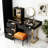 47.24" Modern Makeup Vanity set With Power Outlet Includes Makeup Stool & LED Lighted Mirror