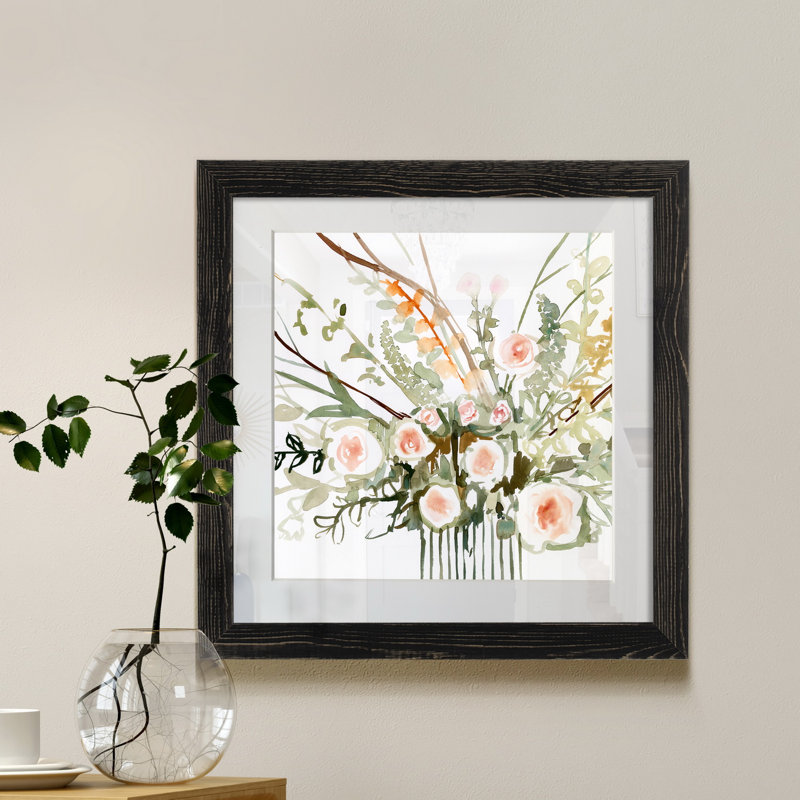 Fleurs de foraged II-imprimé, Papier encadré noir, H 17 po x l 17 po x P 1,5 po