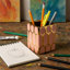 Organisateur de bureau décoratif géométrique pour le rangement de la salle de bain - Accessoire de bureau moderne et chic convenant à la chambre à coucher, la cuisine ou la salle à manger - 4 po, rose / or-1052447919