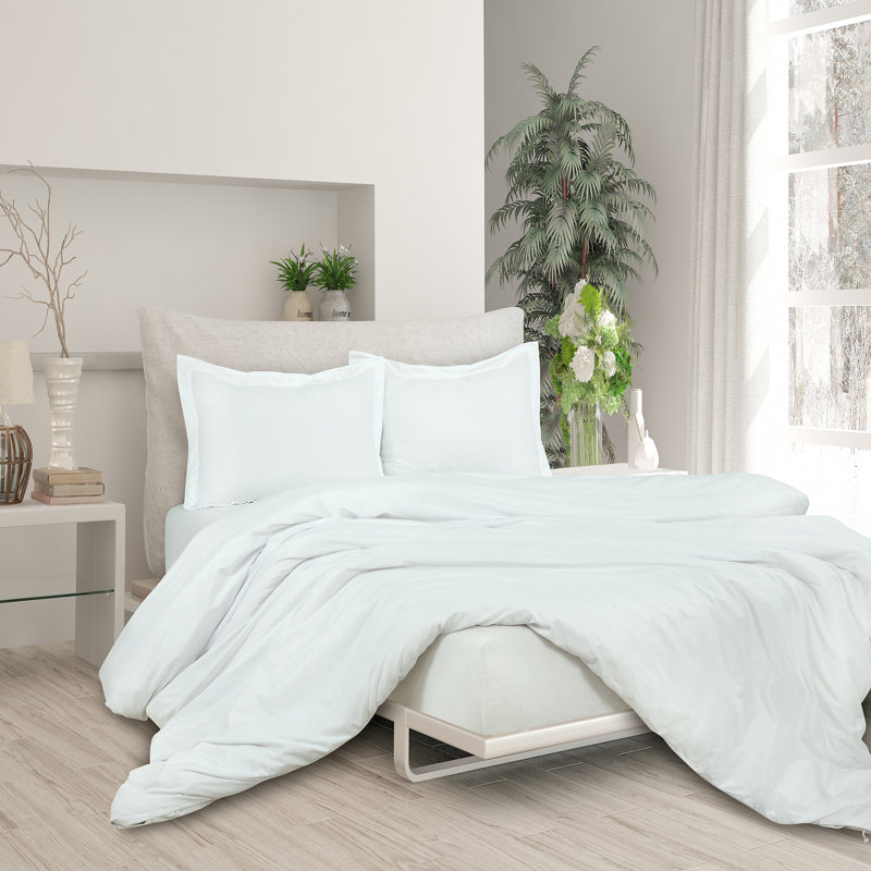 Literie , Housse de couette pour très grand lit et 2 taies, Blanc