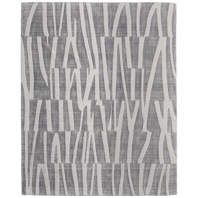 Tapis gris / ivoire à motif abstrait moderne Peconic, Rectangulaire 2 pi x 3 pi