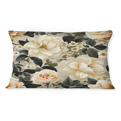 Coussin décoratif à imprimé floral rose et beige II