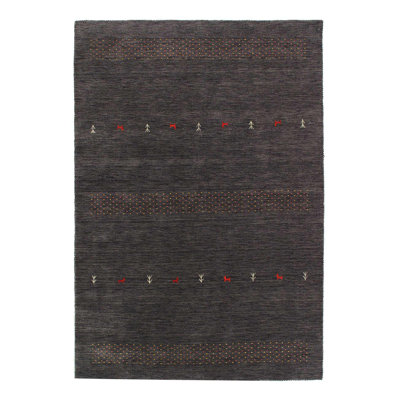 Tapis rouge / brun / blanc à motif géométrique en laine noué à la main 5 pi 2 po x 7 pi 7 po