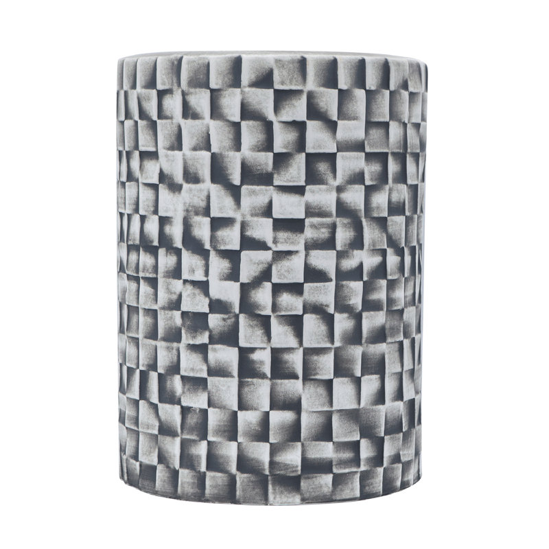 White and Black Ceramic Garden Accent Stool