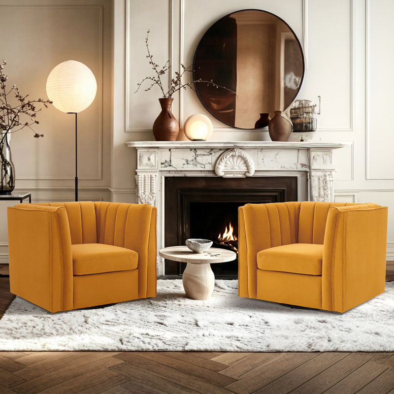 Ensemble de meubles de salon et canapé 3 pièces Allard, 3 pièces: 2 chaises, canapé, Gingembre gingembre