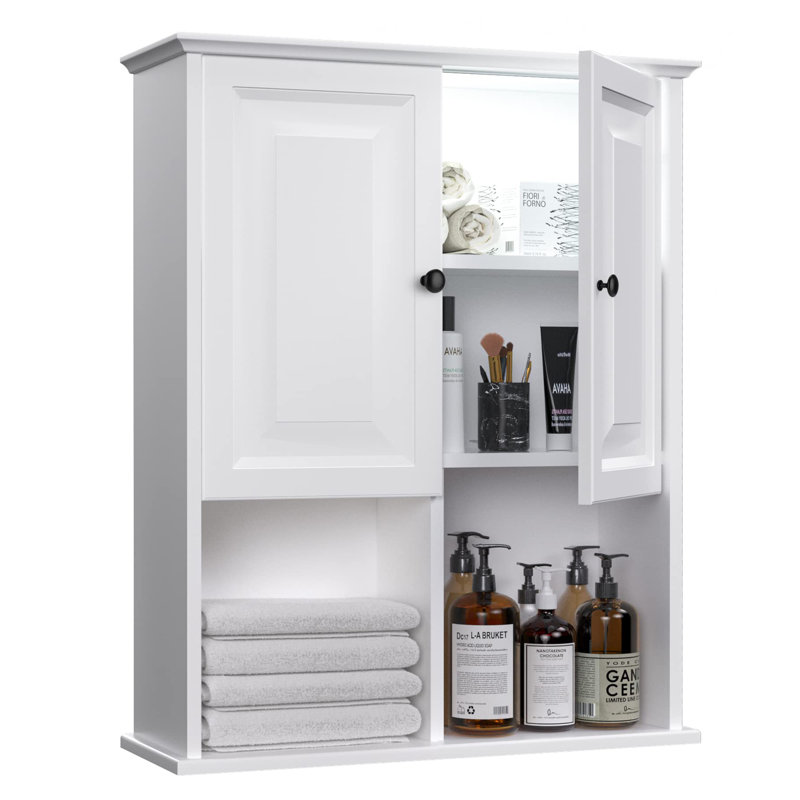 Bathroom Wall Cabinet with Motion Sensor LED Light, White