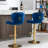 Bar Stools Of 2, Swivel And Height Adjustable, Velvet Navy Blue With Golden Leg, Footrest & Base, Foam Filled-134235876