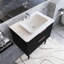Meuble-lavabo autoportant 30 po à rayures moderne pré-assemblé avec lavabo en céramique