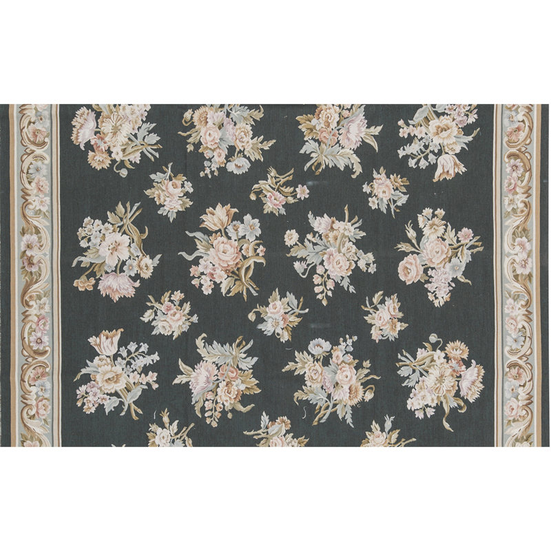 Hand-Knotted High-Quality Green and Beige Area Rug