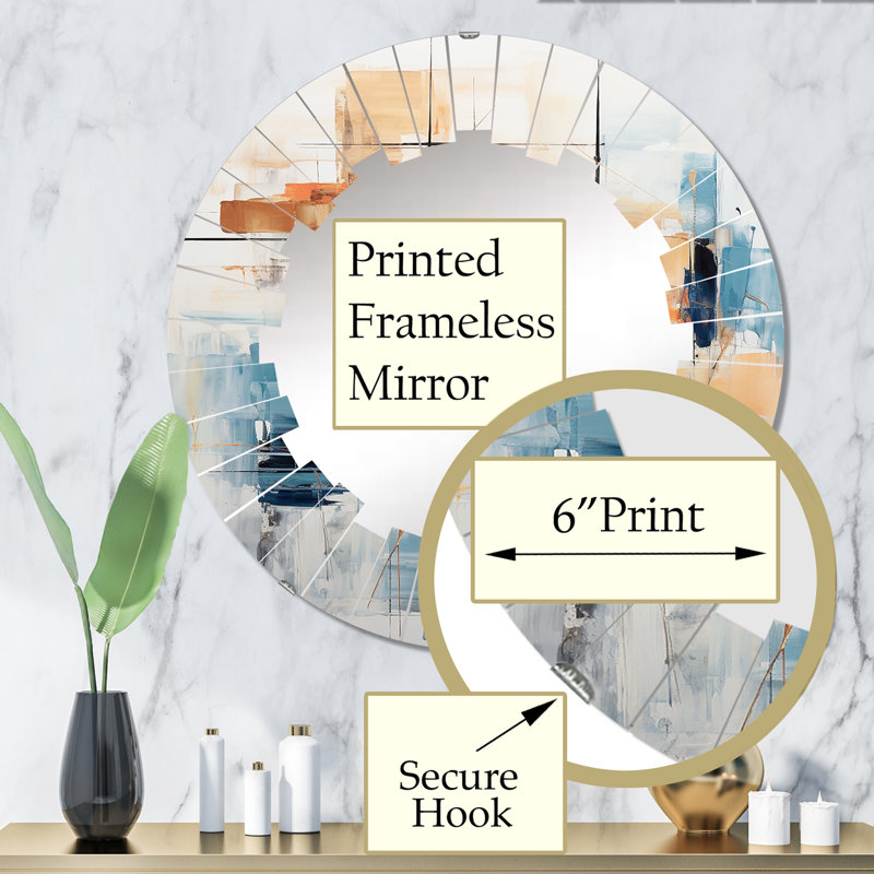 Naxos - Miroir mural Mid-Century rond, 32 po x 32 po