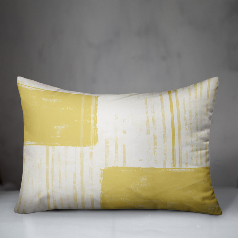  Coussin intérieur / extérieur géométrique, Jaune