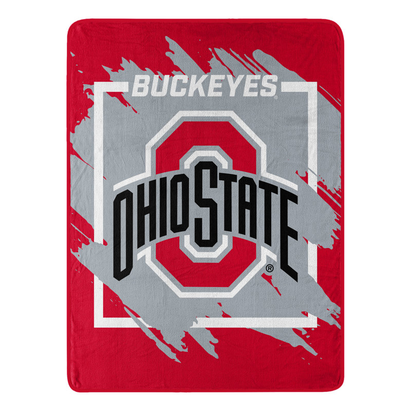 Ohio State Buckeyes Red and Gray Micro Raschel Throw Blanket