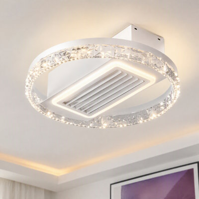 Ventilateur de plafond sans pales en acrylique, design cristal de 20 pouces, avec éclairage et télécommande à intensité variable.