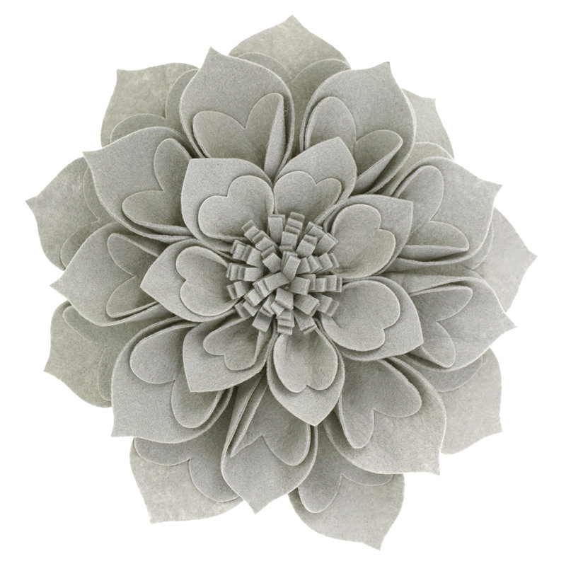 Housse de coussin Floral, 16 po x 16 po, Gris