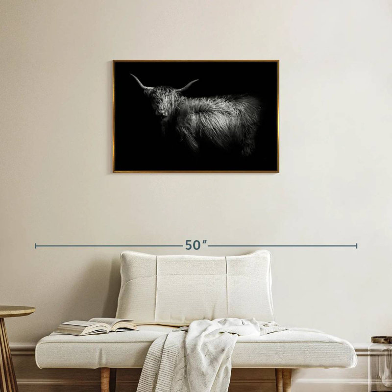 Hello Highland Cow, Cadre flottant doré, 31 po x 21 po