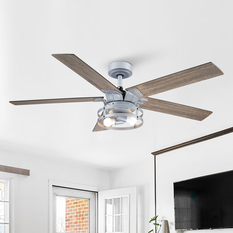 Ventilateur de plafond standard à 5 pales 52 po avec télécommande et ensemble d'éclairage inclus Rish