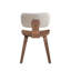 2 chaises blanches bouclées avec pieds en noyer - Chaise d'appoint confortable en noyer