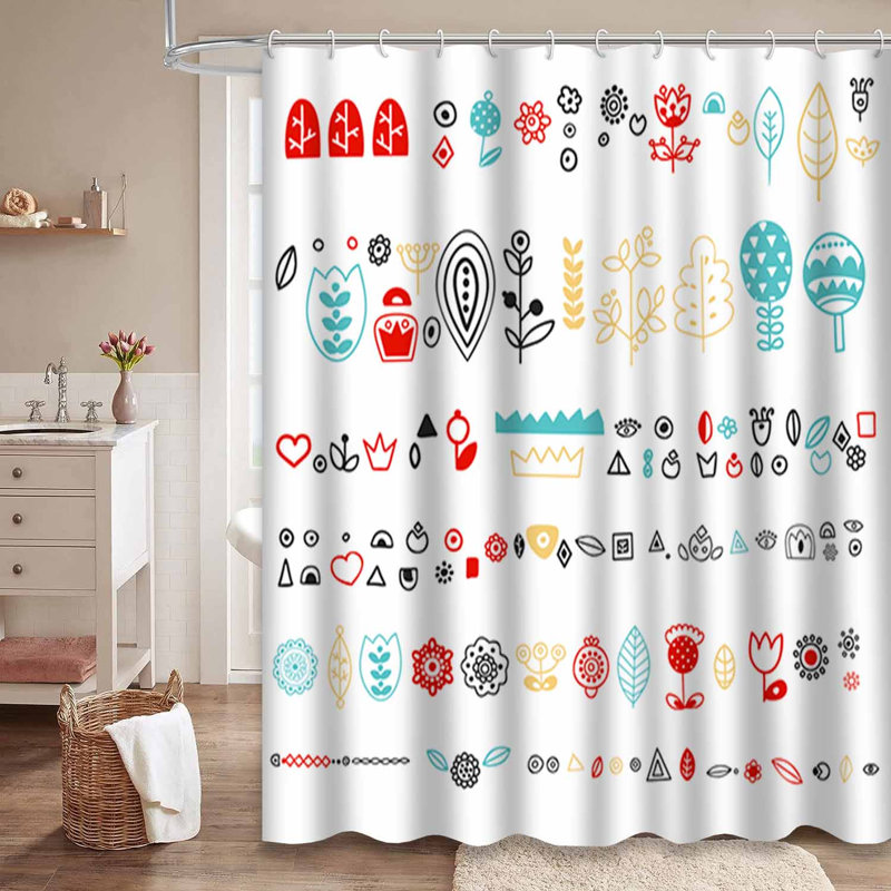 Rideau de douche imperméable à motif floral avec 12 crochets, L 72 po x l 72 po
